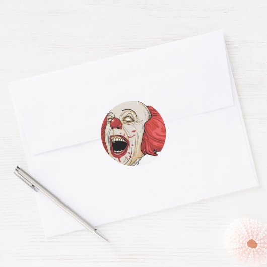 Evil clown ontwerp ronde sticker (Envelop)