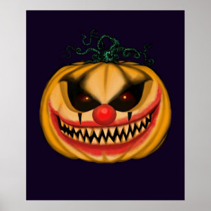 Evil Clown Pumpkin Poster