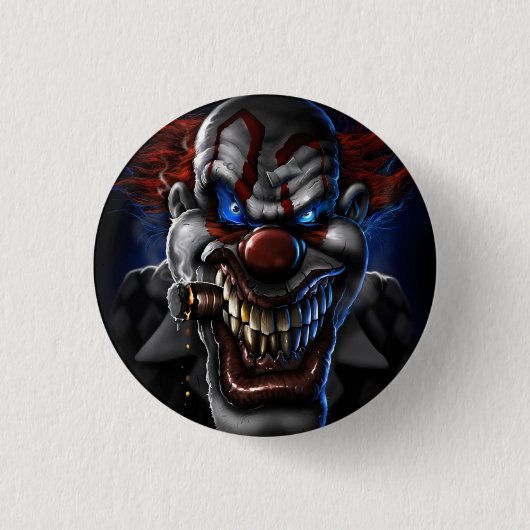 EVIL CLOWN RONDE BUTTON 3,2 CM (Voorkant)