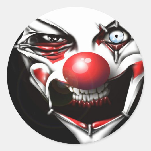 Evil Clown Ronde Sticker (Voorkant)