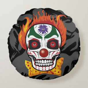 Evil Clown Skull Demon Sierkussen Home Decor Rond Kussen