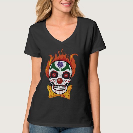 Evil Clown Skull Demon T-shirt Top Gift Idea (Voorkant)