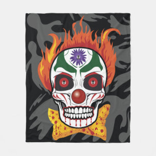 Evil Clown Skull Demon Throw Blanket Gift Idee Fleece Deken