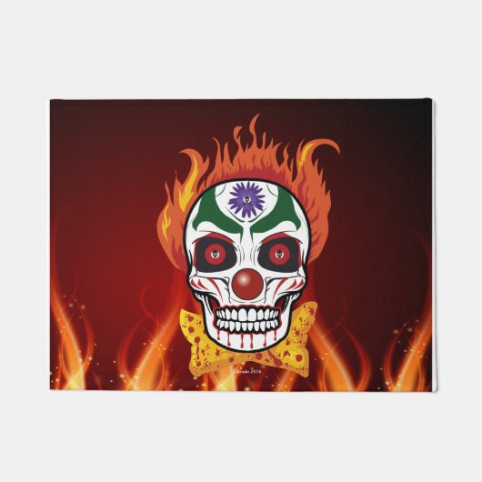 Evil Clown Skull Demon Welkom Mat (Voorkant)