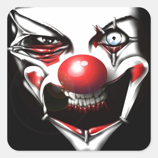 Evil Clown Vierkante Sticker (Voorkant)