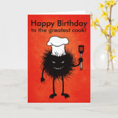 Evil Cook Cartoon Character Chef Happy Birthday Kaart (Gele Bloem)