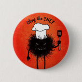 Evil Cook Cartoon Character Chef Ronde Button 5,7 Cm (Voorkant)