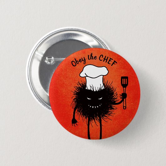 Evil Cook Cartoon Character Chef Ronde Button 5,7 Cm (Voorkant /achterkant)