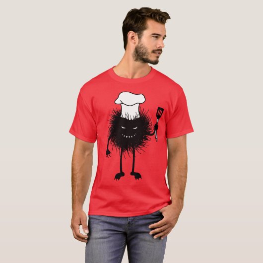 Evil Cook Cartoon Character Chef T-shirt (Voorkant volledig)