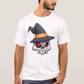 Evil Creepy Halloween Skull Witch T-shirt (Voorkant)
