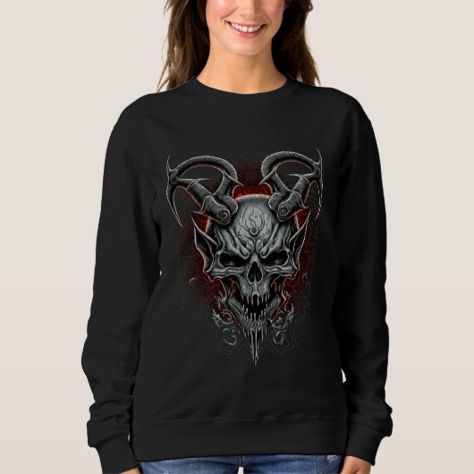 Evil Death Skeleton  Gothic Demon Heavy Metal Trui (Voorkant)