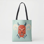 Evil Demon Mask - Traditionele Bulgaarse Kuker Tote Bag (Voorkant)