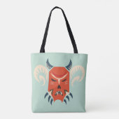 Evil Demon Mask - Traditionele Bulgaarse Kuker Tote Bag (Achterkant)