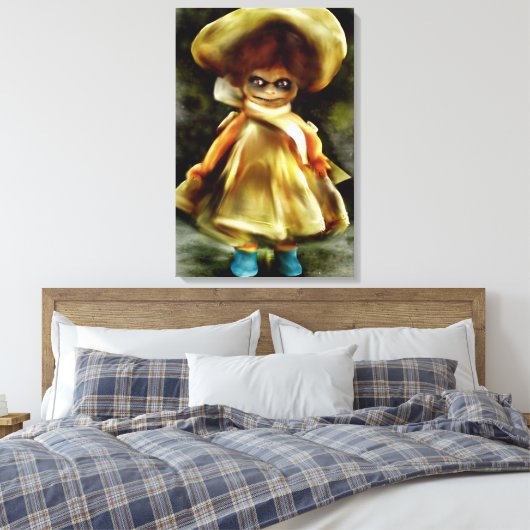 EVIL DORA DOLL, spookpop product enge kunst Canvas Afdruk (Insitu (Slaapkamer))