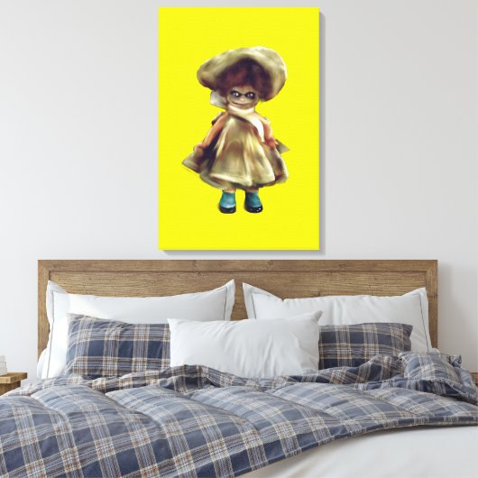 EVIL DORA DOLL, spookpoppenproduct canvas (Insitu (Slaapkamer))