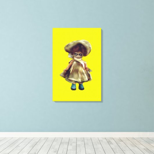 EVIL DORA DOLL, spookpoppenproduct canvas (Insitu (Houten vloer))