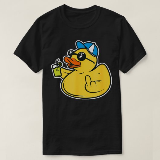 Evil Duck Middelvinger Cheeky Rubber Duck T-shirt (Design voorkant)
