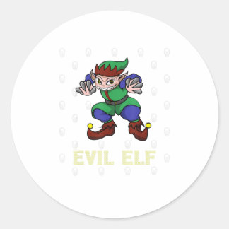 Evil Elf Kerstmis Ronde Sticker