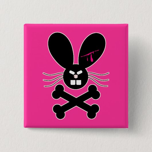 Evil Emo Bunny Crossbones Vierkante Button 5,1 Cm (Voorkant)