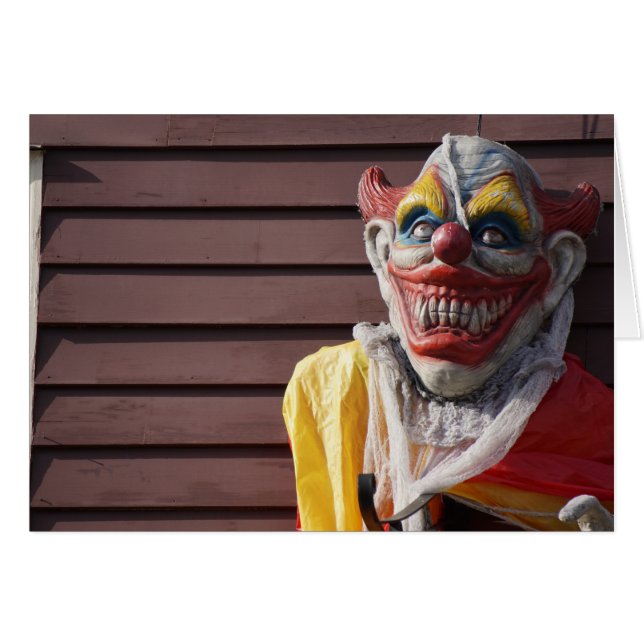 Evil enge clown happy halloween wenskaart (Voorkant Horizontaal)