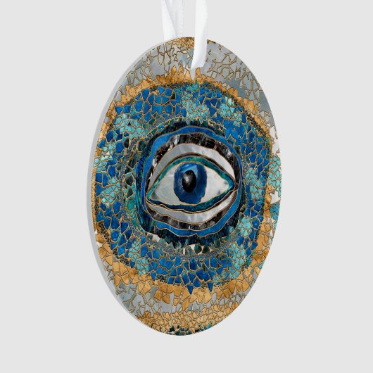 Evil Eye Amulet Geodes and Crystals Ornament (voorkant)