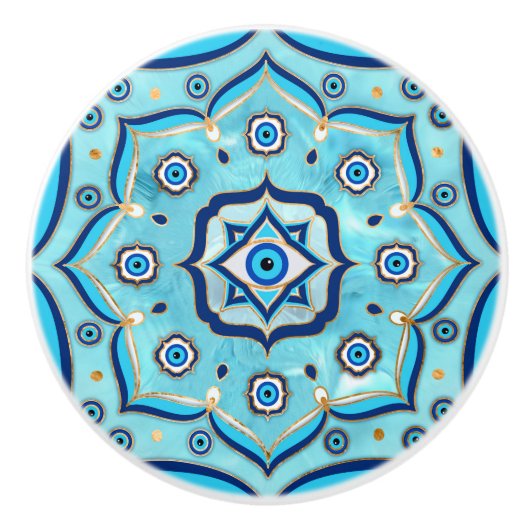 Evil Eye Amulet Mandala Ornament Keramische Knop (Voorkant)