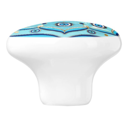 Evil Eye Amulet Mandala Ornament Keramische Knop (Zijkant)