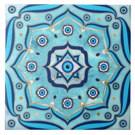 Evil Eye Amulet Mandala Ornament Tegeltje (Voorkant)
