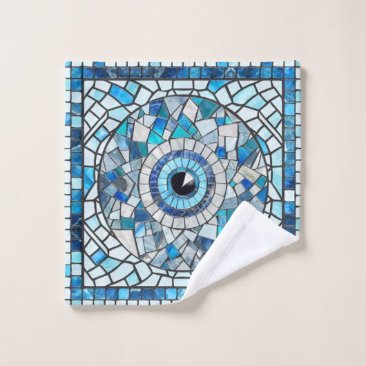 Evil Eye Amulet Mozaïek Kunst Bad Handdoek (Wasdoekje)