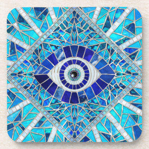 Evil Eye Amulet Mozaïek Kunst Bier Onderzetter