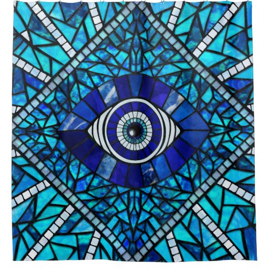 Evil Eye Amulet Mozaïek Kunst Douchegordijn (Voorkant)