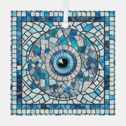 Evil Eye Amulet Mozaïek Kunst Glas Ornament (Achterkant)