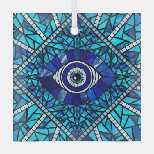 Evil Eye Amulet Mozaïek Kunst Glas Ornament (Voorkant)