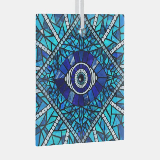 Evil Eye Amulet Mozaïek Kunst Glas Ornament (Voorkant Rechts)