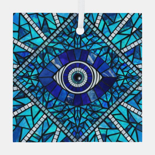 Evil Eye Amulet Mozaïek Kunst Glas Ornament (Achterkant)