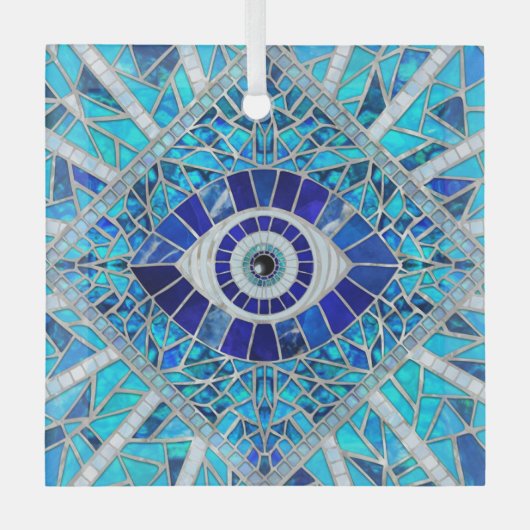 Evil Eye Amulet Mozaïek Kunst Glas Ornament (Voorkant)