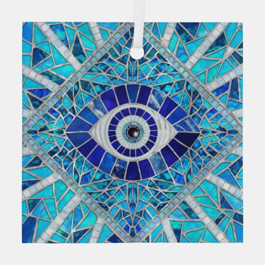 Evil Eye Amulet Mozaïek Kunst Glas Ornament (Achterkant)