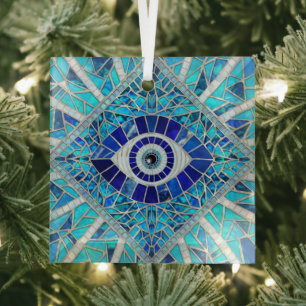 Evil Eye Amulet Mozaïek Kunst Glas Ornament