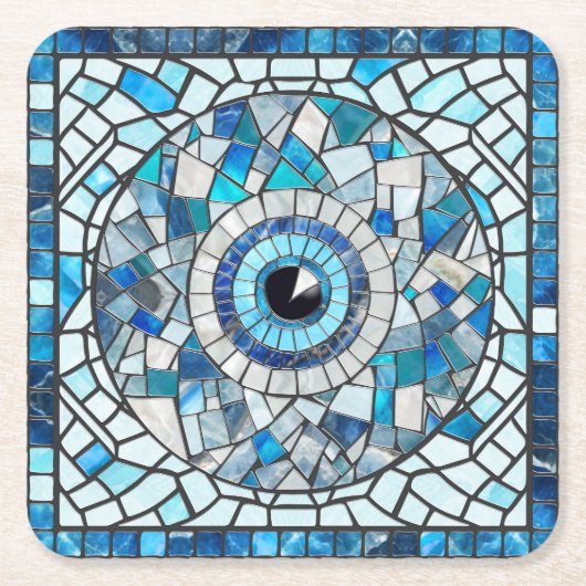 Evil Eye Amulet Mozaïek Kunst Kartonnen Onderzetters (Voorkant)