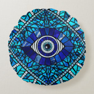 Evil Eye Amulet Mozaïek Kunst Rond Kussen