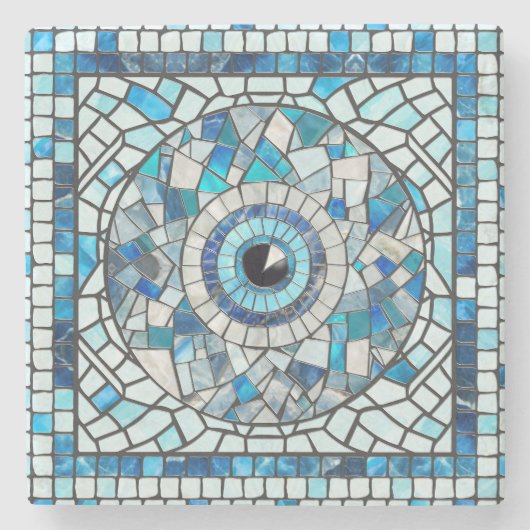 Evil Eye Amulet Mozaïek Kunst Stenen Onderzetter (Voorkant)