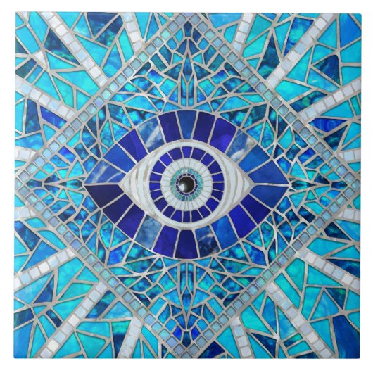 Evil Eye Amulet Mozaïek Kunst Tegeltje (Voorkant)