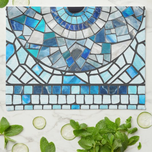 Evil Eye Amulet Mozaïek Kunst Theedoek (Gevouwen)