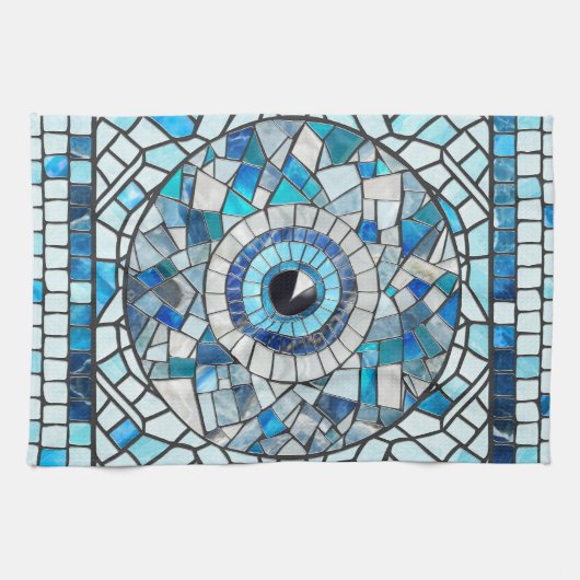 Evil Eye Amulet Mozaïek Kunst Theedoek (Horizontaal)