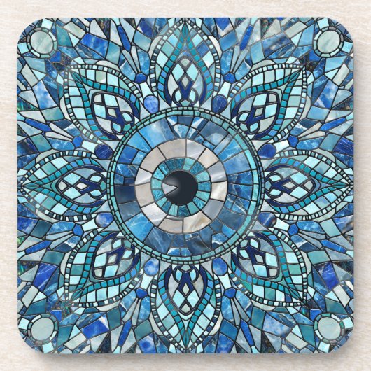 Evil Eye Amulet Mozaïek Mandala Art Bier Onderzetter (Voorkant)