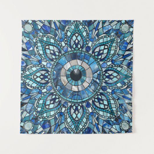 Evil Eye Amulet Mozaïek Mandala Art Wandkleed (Voorkant (horizontaal))