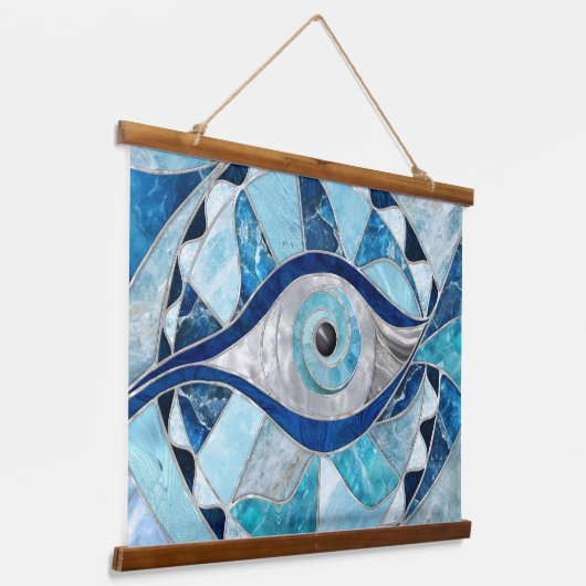 Evil Eye Amulet Mozaïek Minerale texturen Hangend Wandkleed (Gebogen)