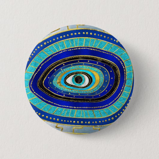 Evil Eye Amulet Ornament Ronde Button 5,7 Cm (Voorkant)