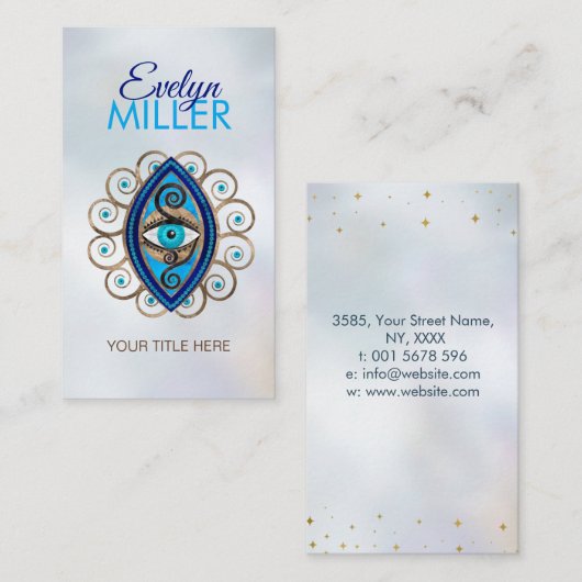 Evil Eye Amulet Ornament Visitekaartje (Voorkant / Achterkant)