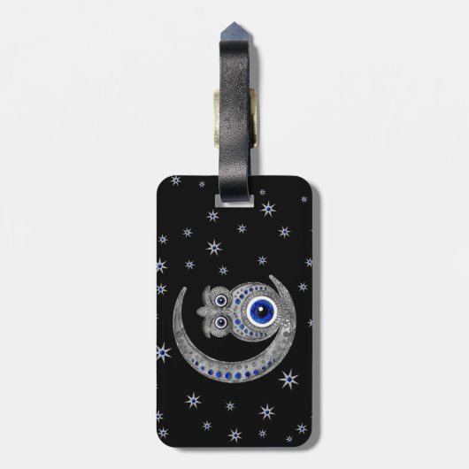 Evil Eye Amulet - Owl on the moon Bagagelabel (Achterkant verticaal)